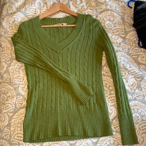 Loft green cable knit sweater